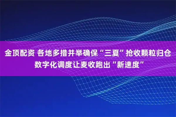 金顶配资 各地多措并举确保“三夏”抢收颗粒归仓 数字化调度让麦收跑出“新速度”